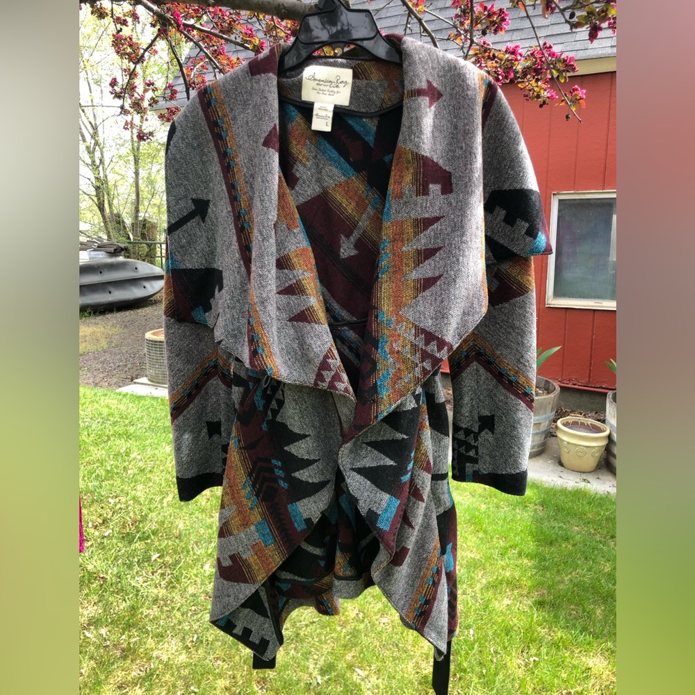 American Rag Multicolor Geometric Trench Coat